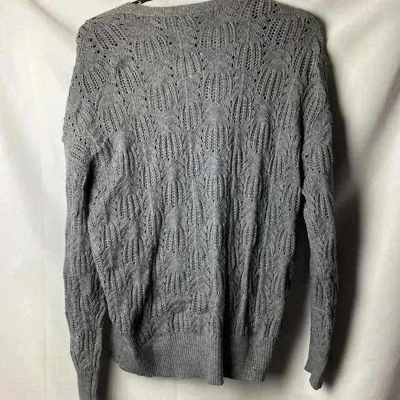 NWT MEROKEETY WO SIZE LARGE GRAY FAUX WRAP SWEATER OPEN WEAVE DESIGN SOFT - Picture 10 of 11